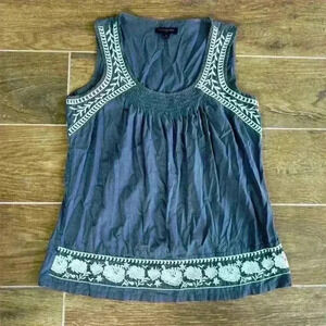 Banana Republic Blue Grey Embroidery Top Blouse - Office Business professional